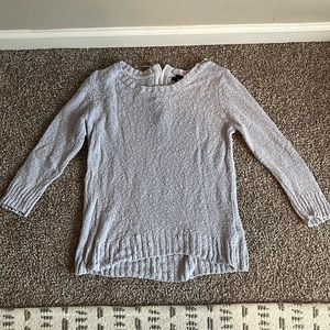 Baby blue 3/4 sleeve sweater with back zipper detail